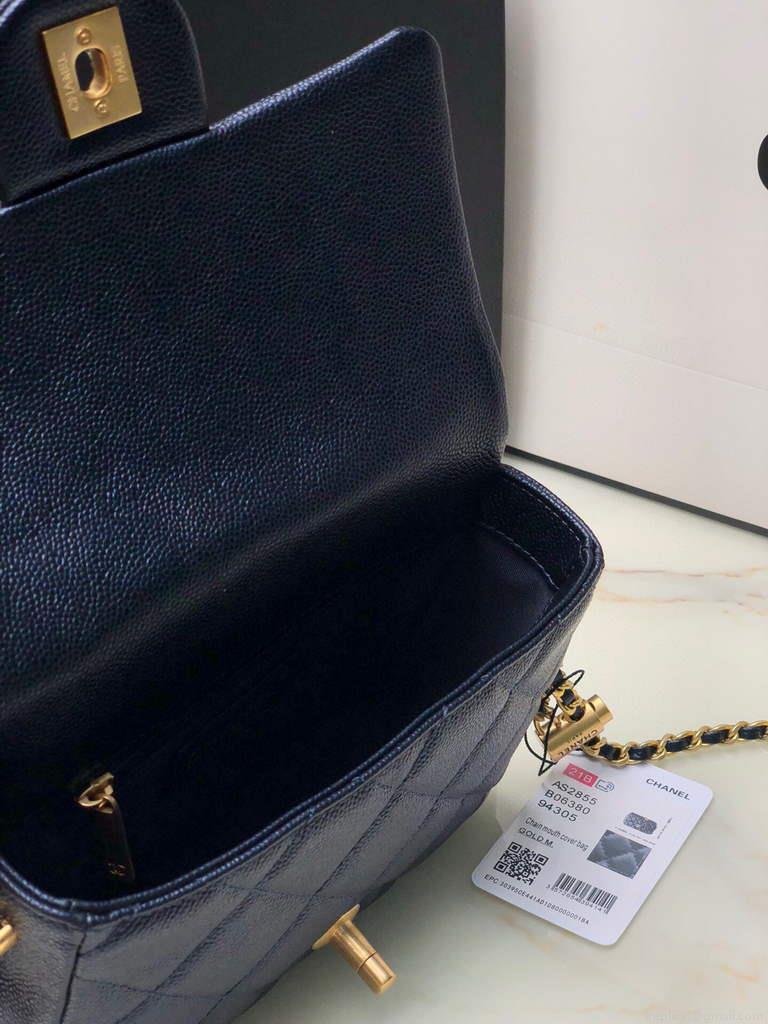 Chanel AS2855 Mini Flap Bag Calfskin Gold Black