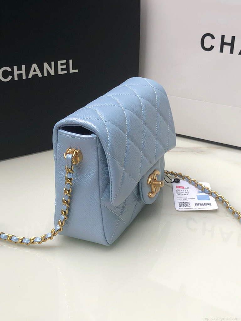 Chanel AS2855 Mini Flap Bag Calfskin Gold Blue