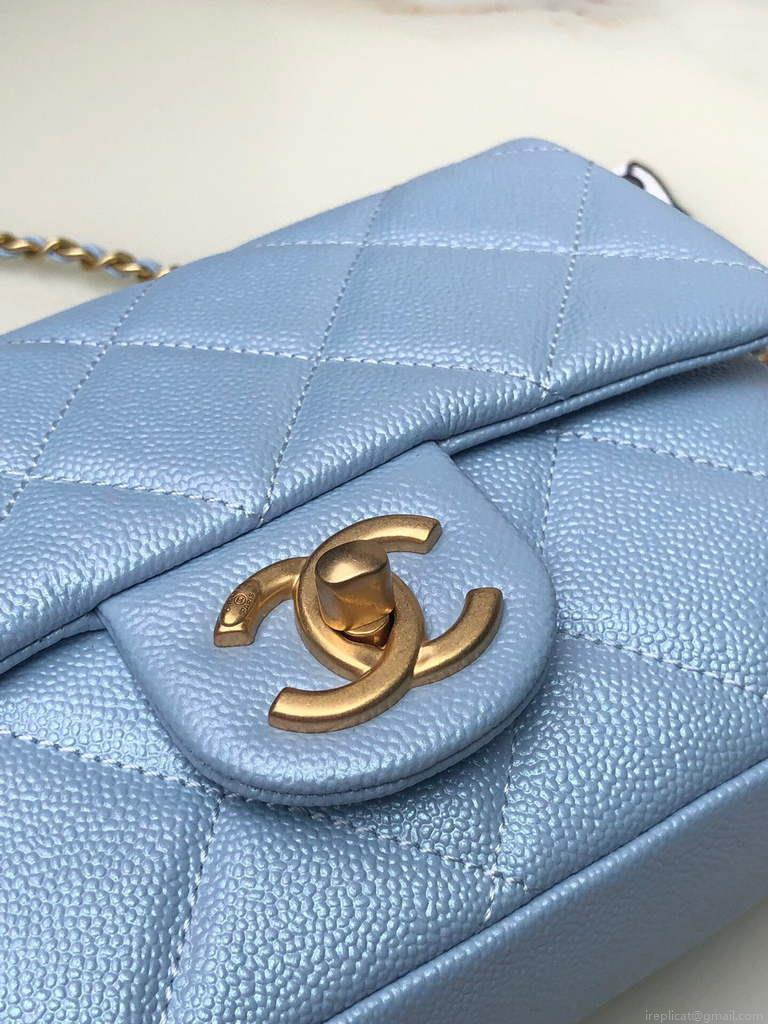Chanel AS2855 Mini Flap Bag Calfskin Gold Blue