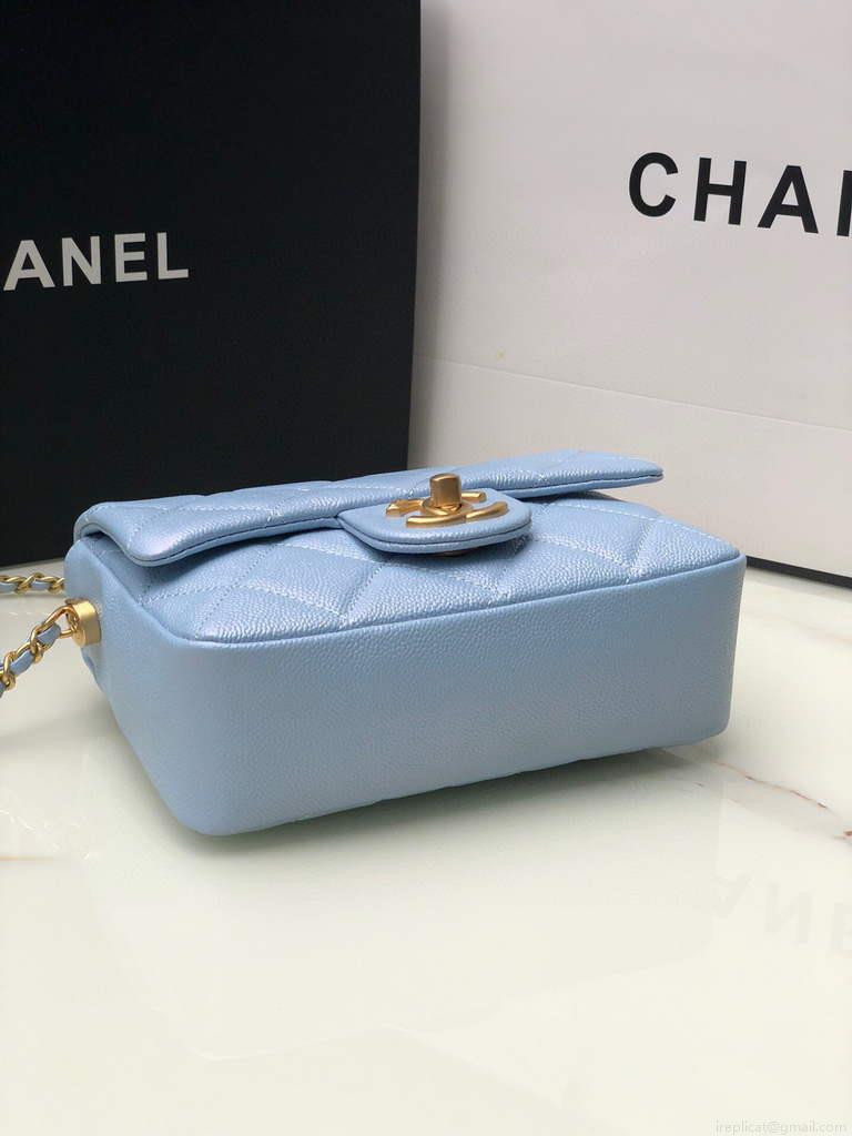 Chanel AS2855 Mini Flap Bag Calfskin Gold Blue