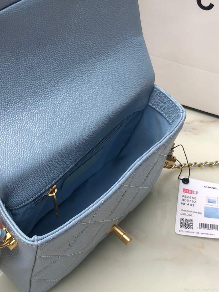 Chanel AS2855 Mini Flap Bag Calfskin Gold Blue
