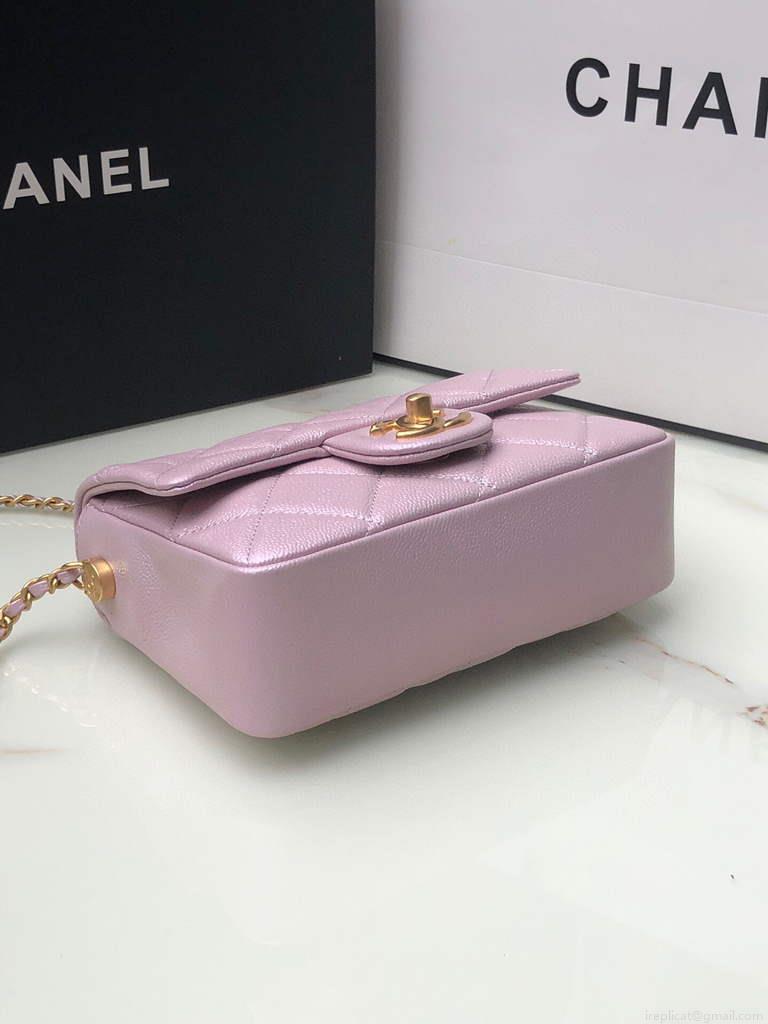 Chanel AS2855 Mini Flap Bag Calfskin Gold Pink