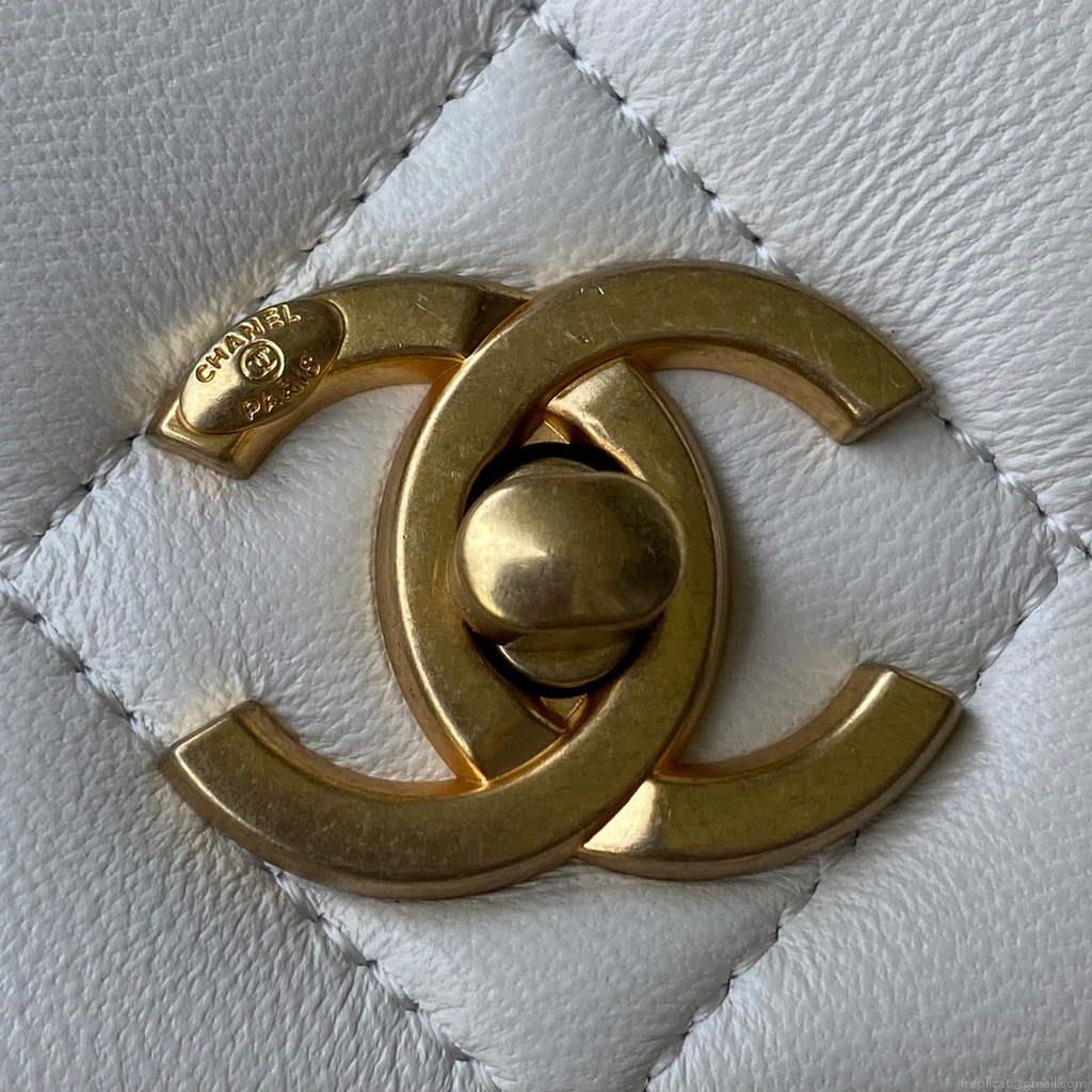 Chanel AS2734 Mini Flap Bag Lambskin Gold White