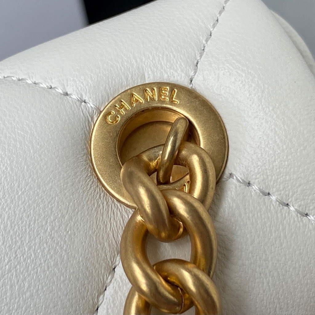 Chanel AS2734 Mini Flap Bag Lambskin Gold White