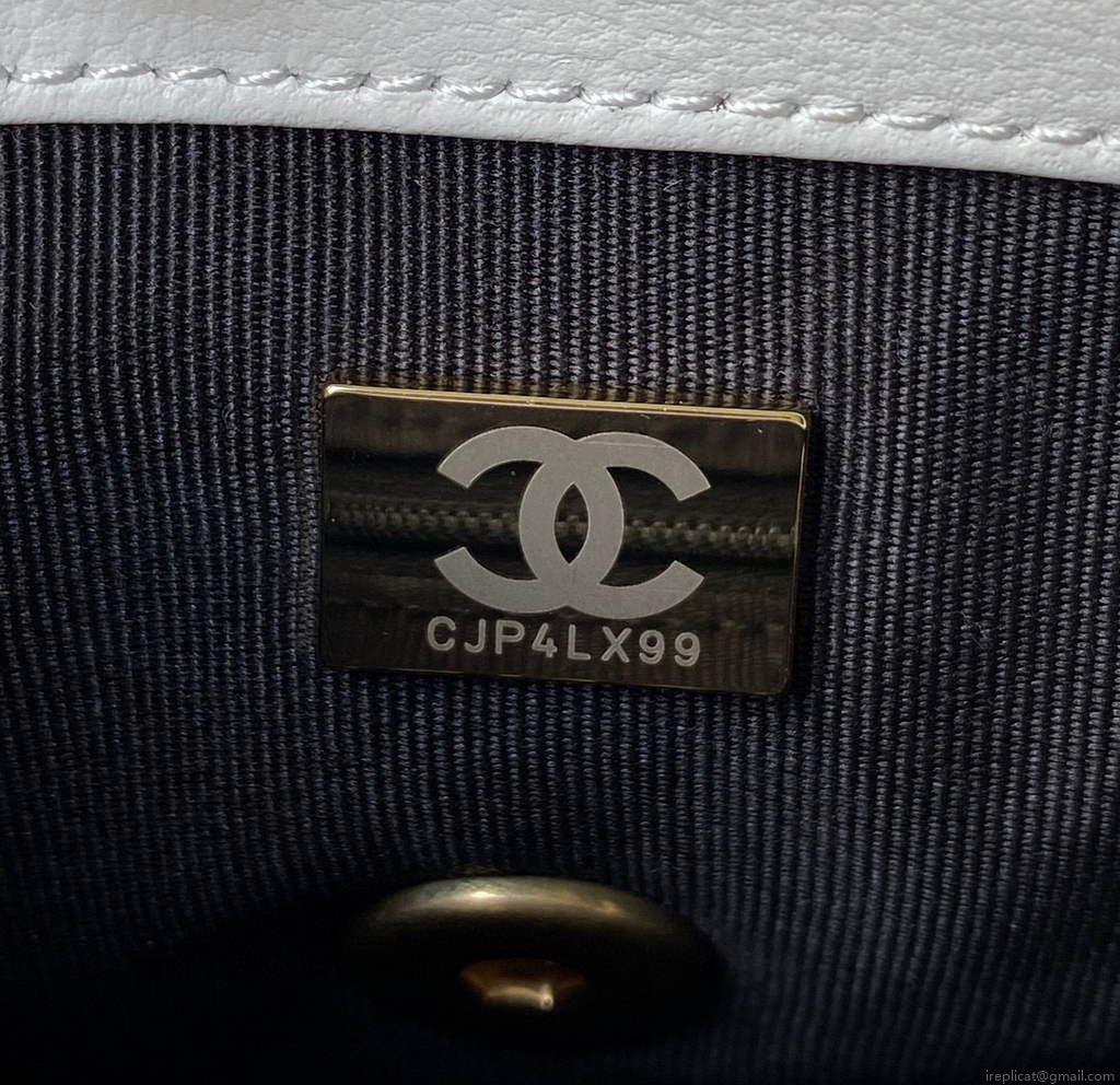 Chanel AS2734 Mini Flap Bag Lambskin Gold White