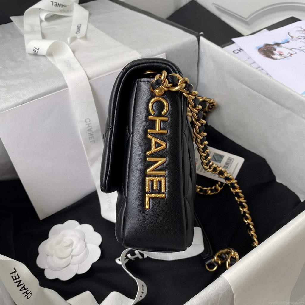Chanel AS2734 Mini Flap Bag Lambskin Gold Black