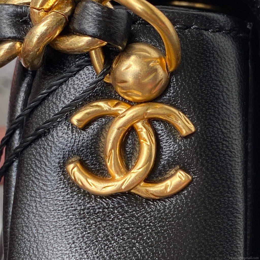 Chanel AS2734 Mini Flap Bag Lambskin Gold Black