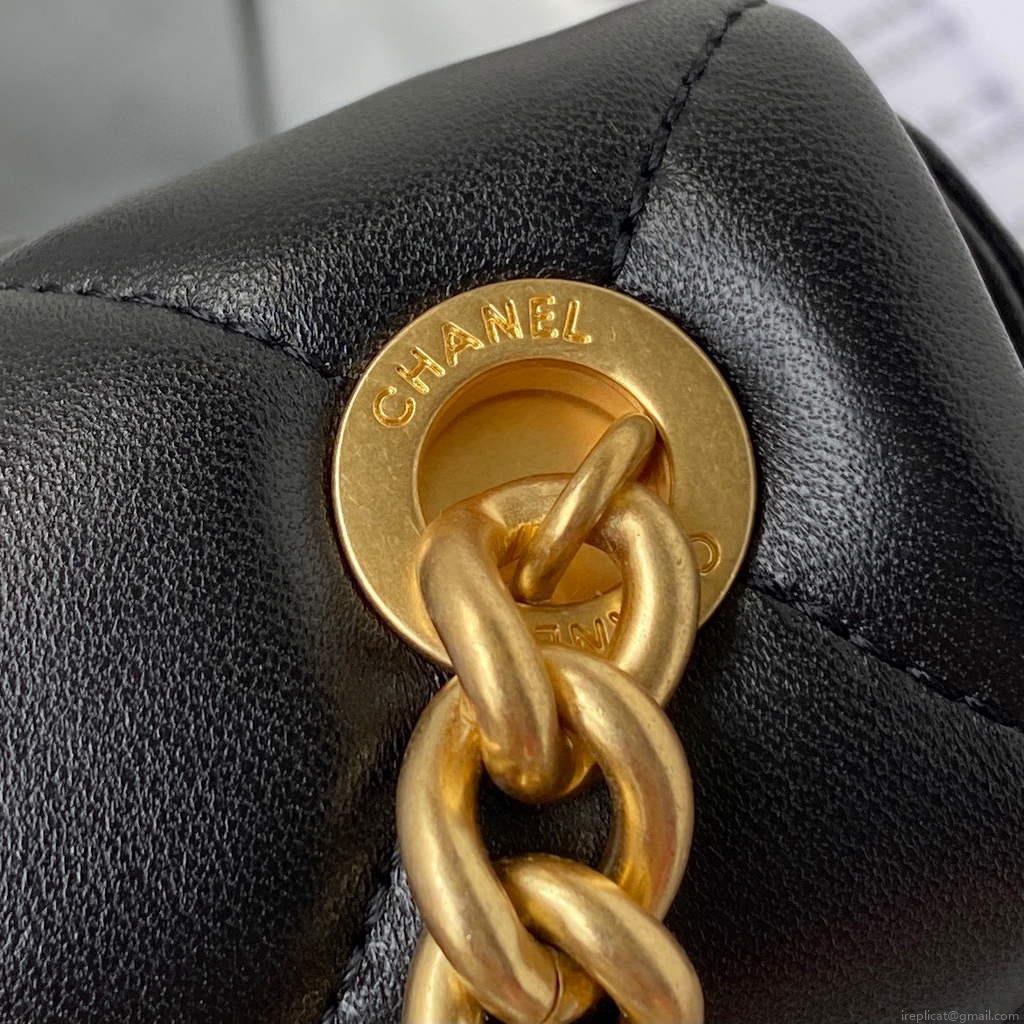 Chanel AS2734 Mini Flap Bag Lambskin Gold Black