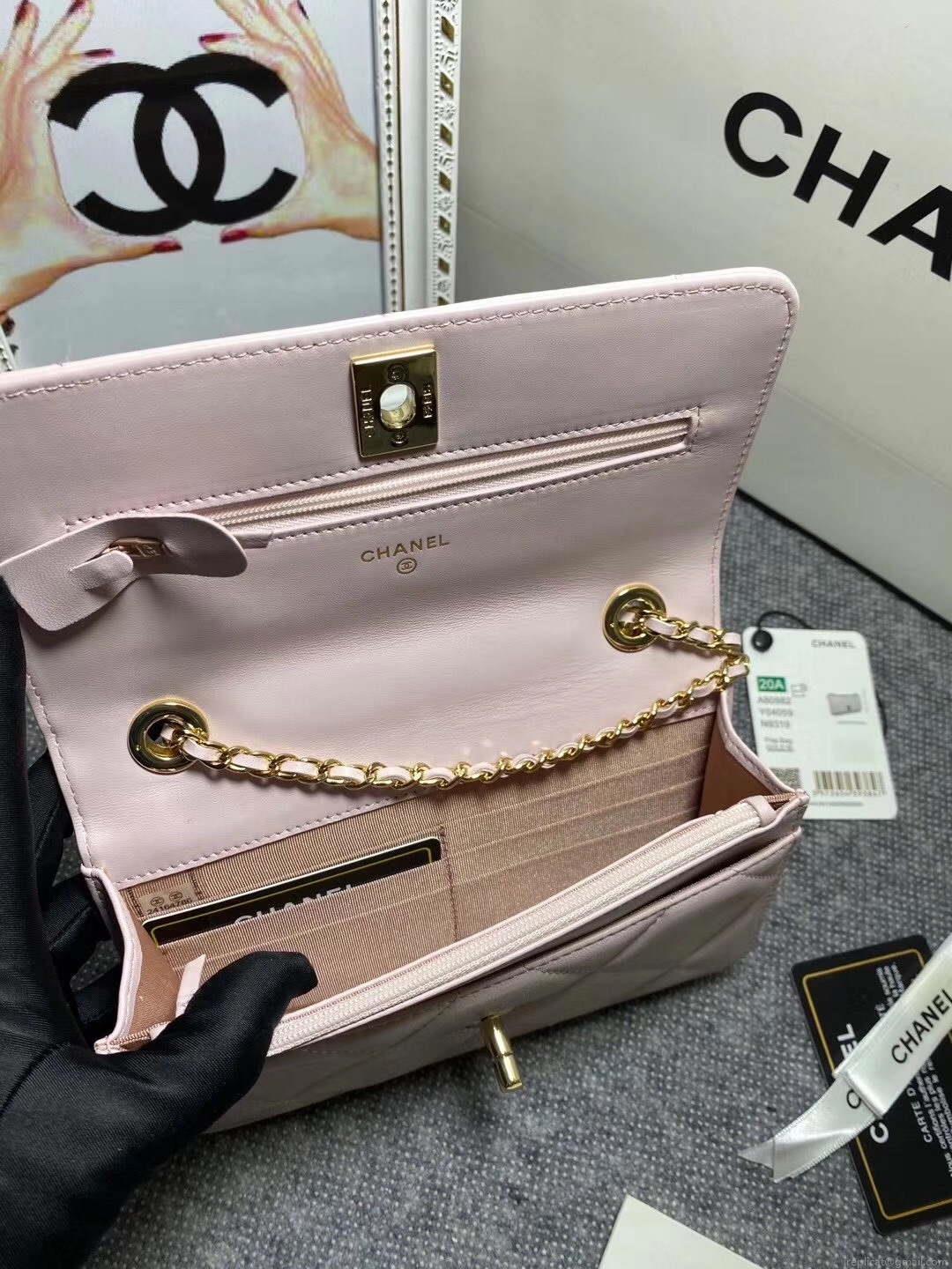 Chanel A80982 Lambskin Wallet On Chain With Gold Pink