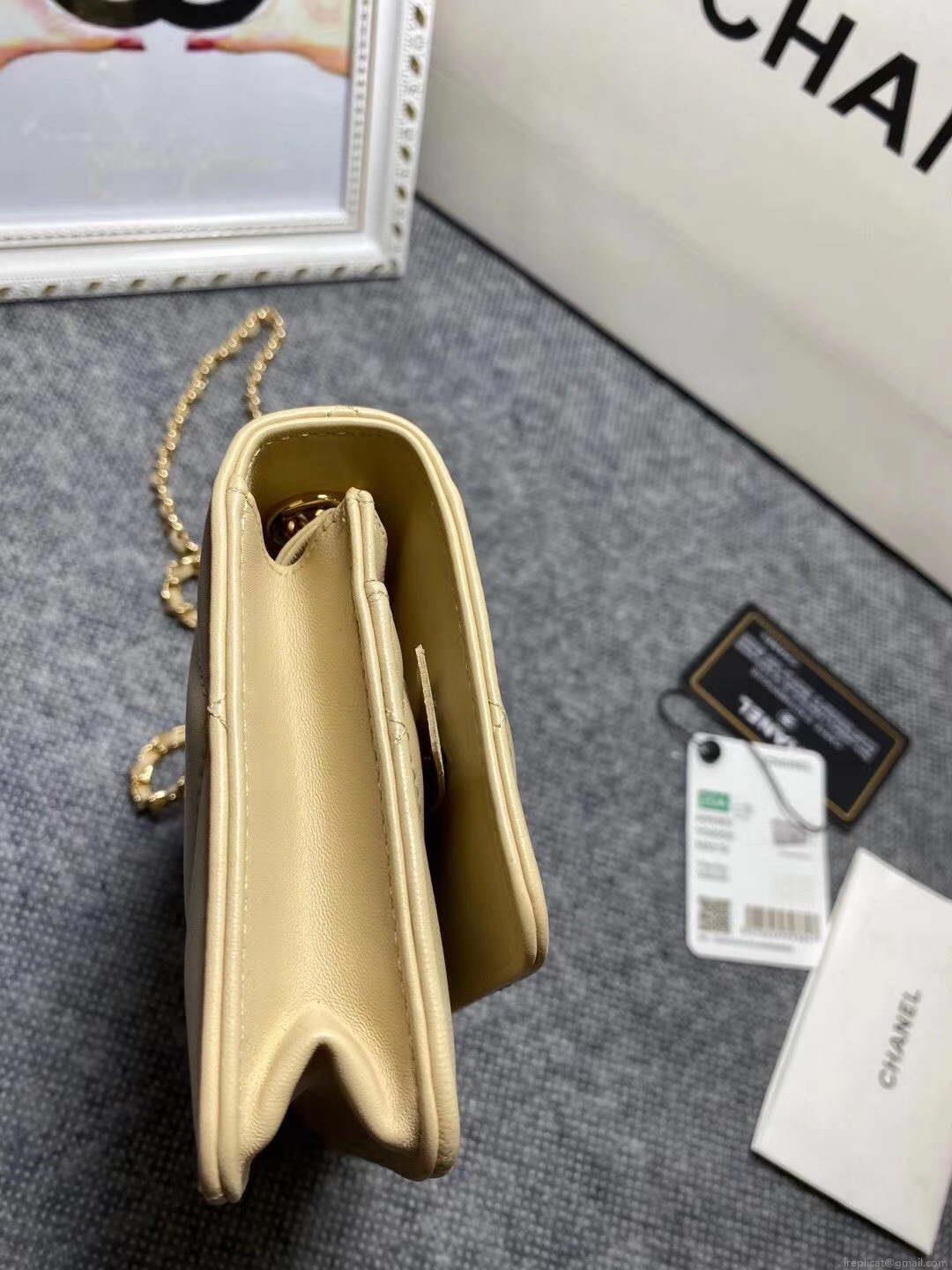 Chanel A80982 Lambskin Wallet On Chain With Gold Yellow