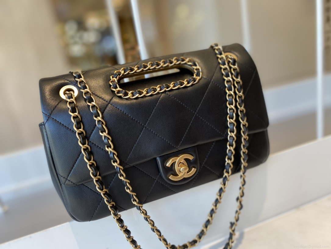 Chanel AS1466 Chanel Black small flap Bag Lambskin B02345