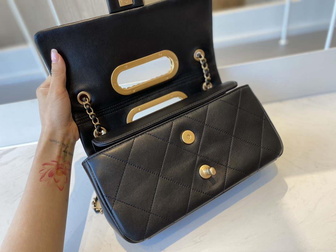 Chanel AS1466 Chanel Black small flap Bag Lambskin B02345