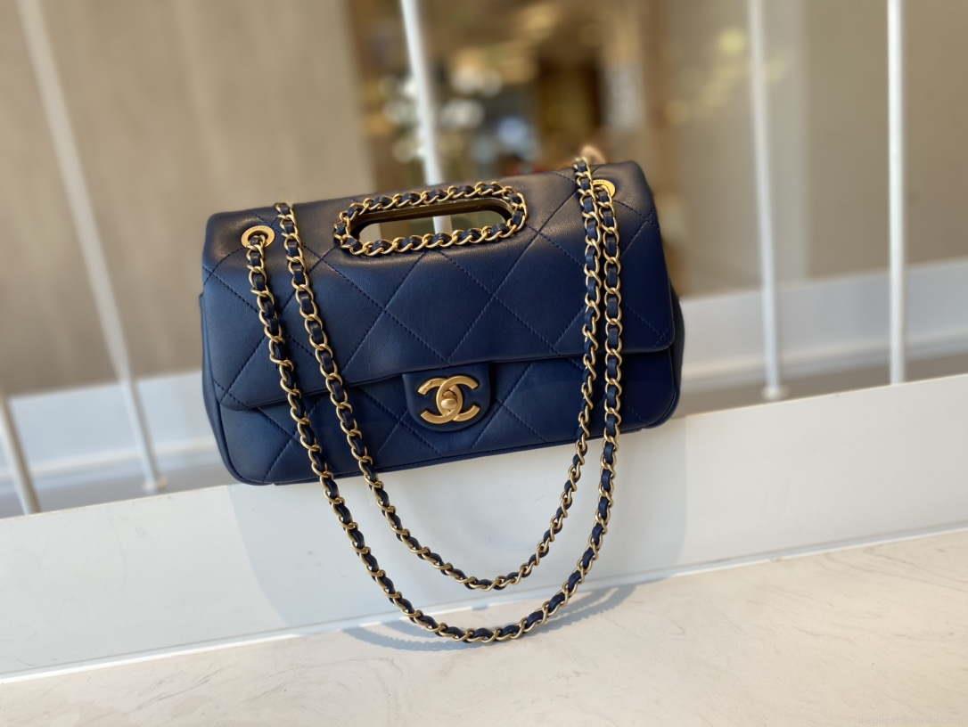 Chanel AS1466 Chanel Navy Blue small flap Bag Lambskin B02345