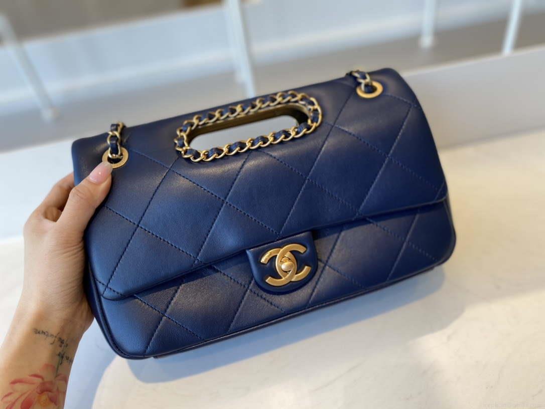 Chanel AS1466 Chanel Navy Blue small flap Bag Lambskin B02345
