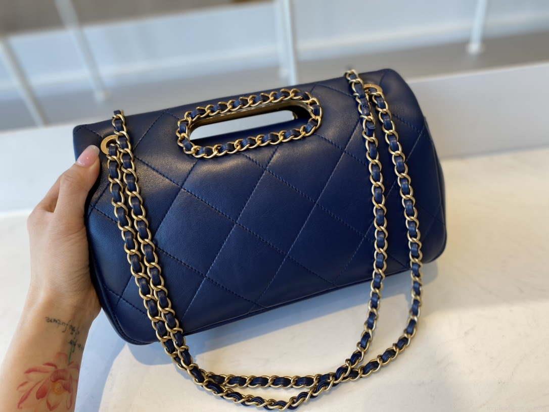 Chanel AS1466 Chanel Navy Blue small flap Bag Lambskin B02345