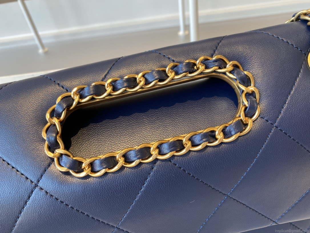 Chanel AS1466 Chanel Navy Blue small flap Bag Lambskin B02345