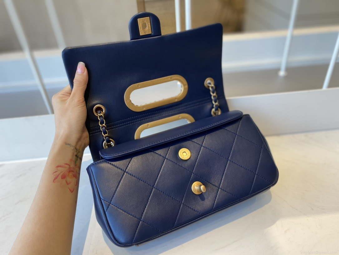 Chanel AS1466 Chanel Navy Blue small flap Bag Lambskin B02345
