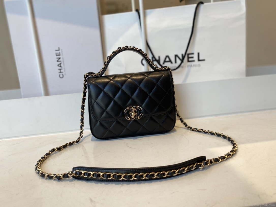 Chanel AS0967 Flap Bag Lambskin Leather Black