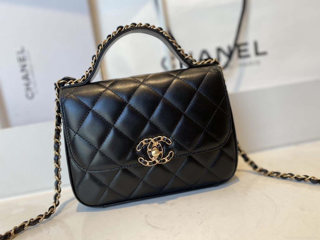 Chanel AS0967 Flap Bag Lambskin Leather Black