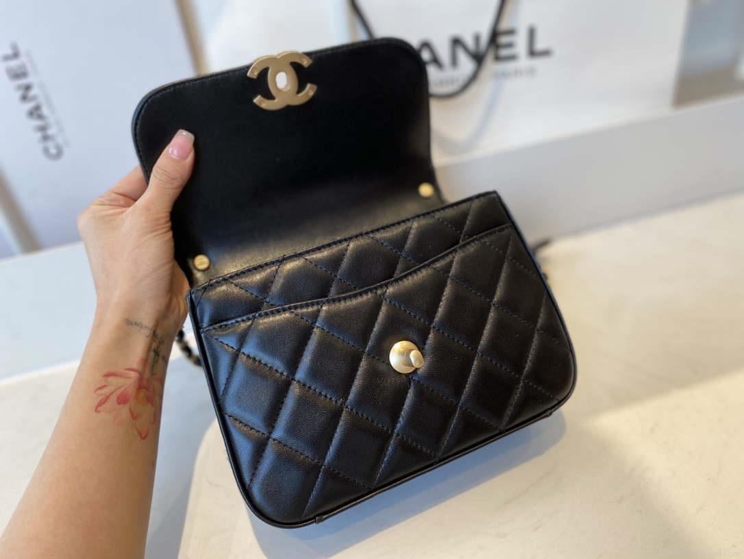 Chanel AS0967 Flap Bag Lambskin Leather Black