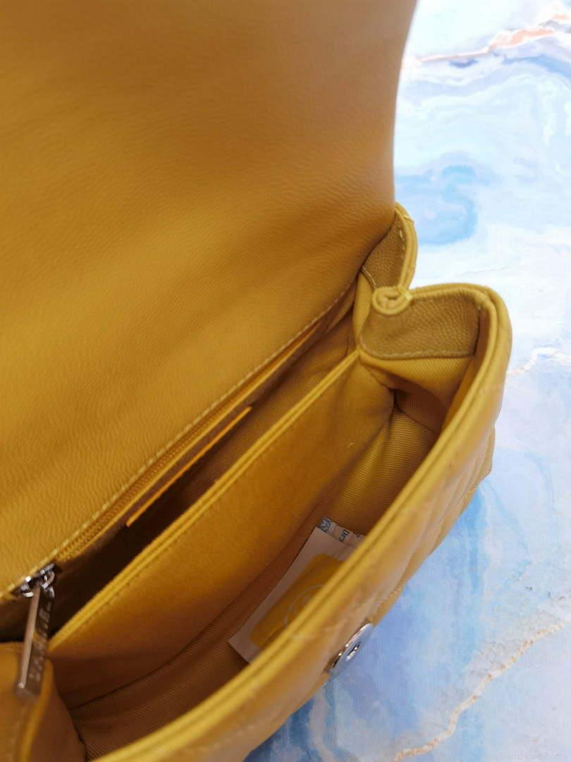 Chanel AS2215 Mini Flap Bag with Top Handle Bag Grained Calfskin Yellow