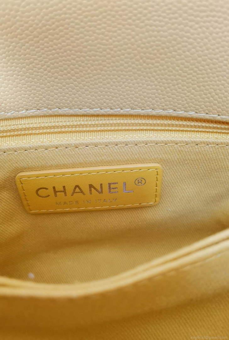 Chanel AS2215 Mini Flap Bag with Top Handle Bag Grained Calfskin Yellow