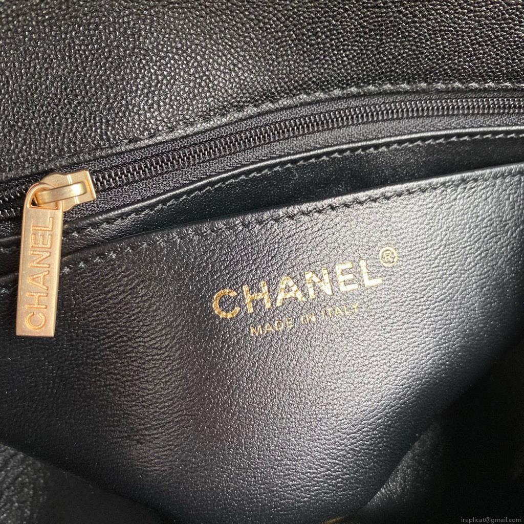 Chanel Mini Flap Bag with top Handle AS2431 Grained Calfskin Black