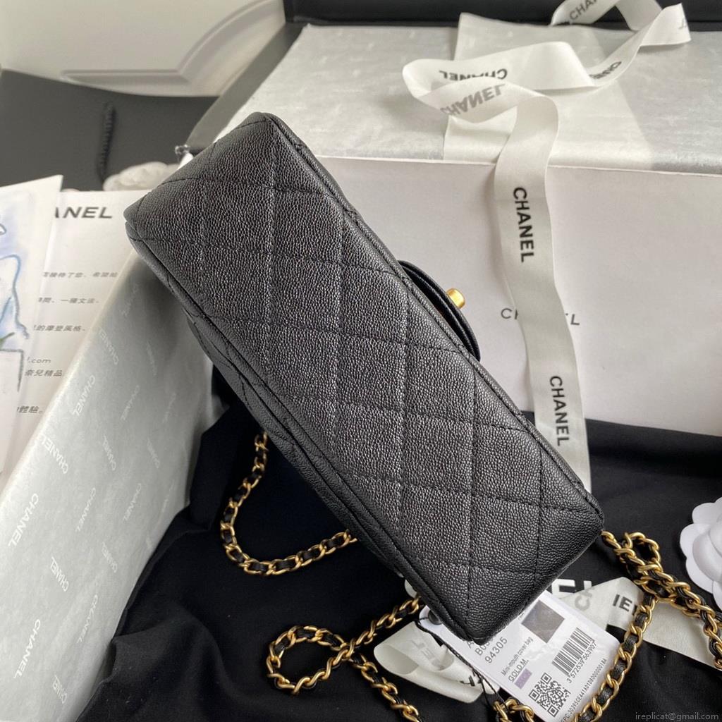 Chanel Mini Flap Bag with top Handle AS2431 Grained Calfskin Black