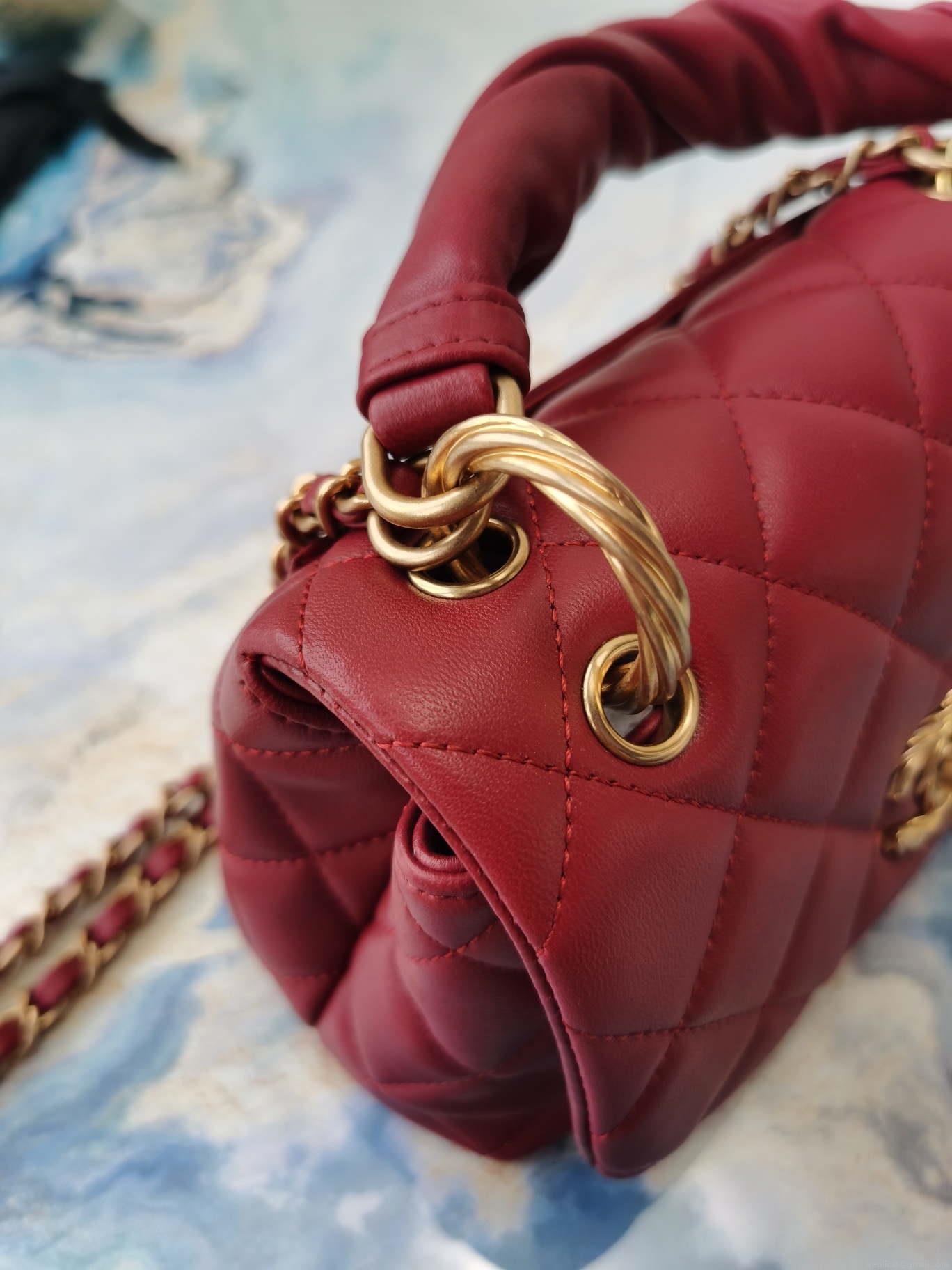 Chanel AS2044 Mini Flap Lambskin Leather Bag With top handle Red
