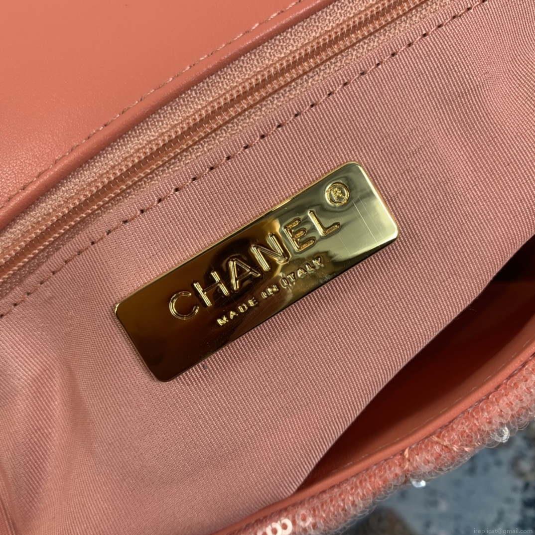 Chanel AS1161 chanel 19 Large Handbag Sequins Calfksin Bag Pink Red
