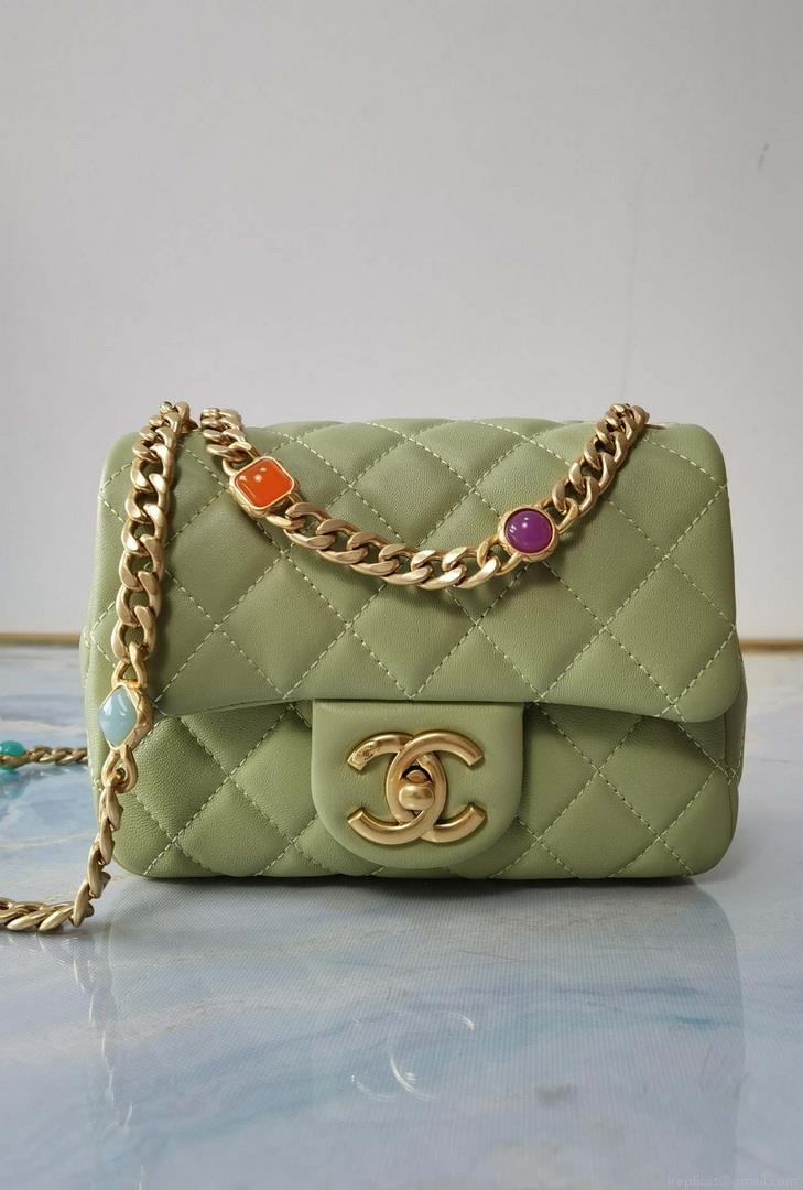 Chanel AS2379 Flap Bag Lambskin Light Green