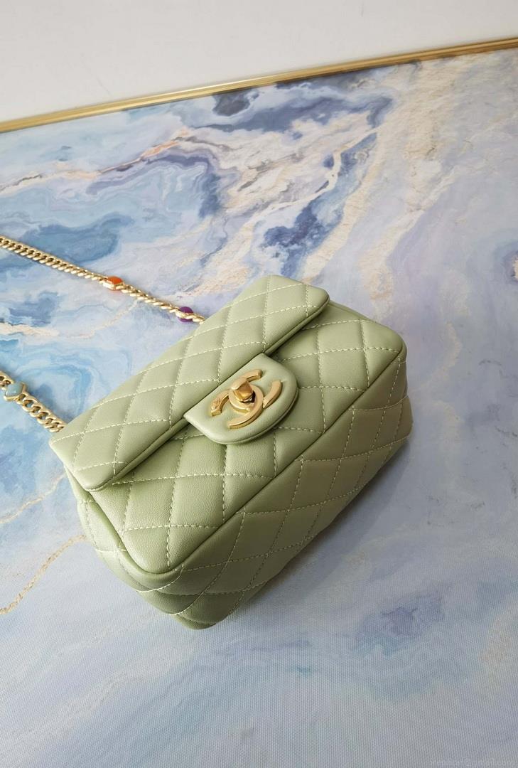 Chanel AS2379 Flap Bag Lambskin Light Green
