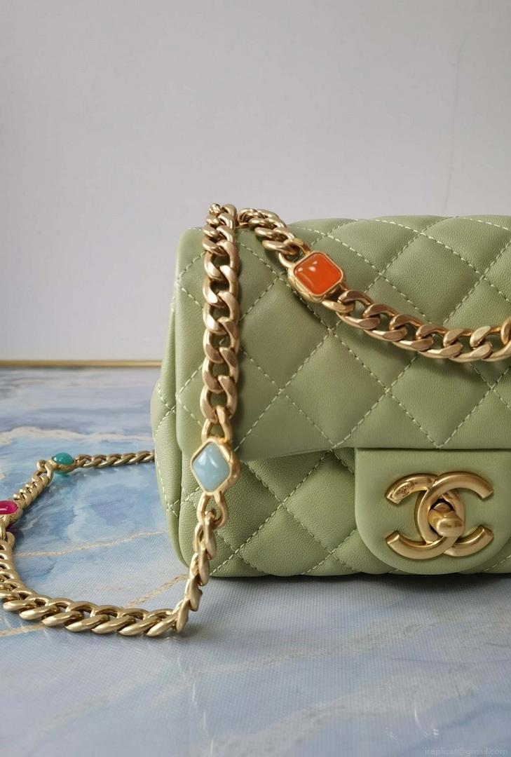 Chanel AS2379 Flap Bag Lambskin Light Green