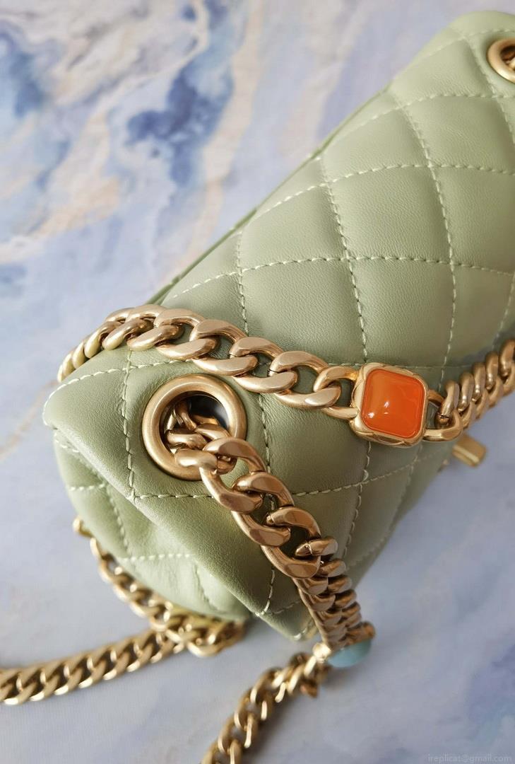 Chanel AS2379 Flap Bag Lambskin Light Green