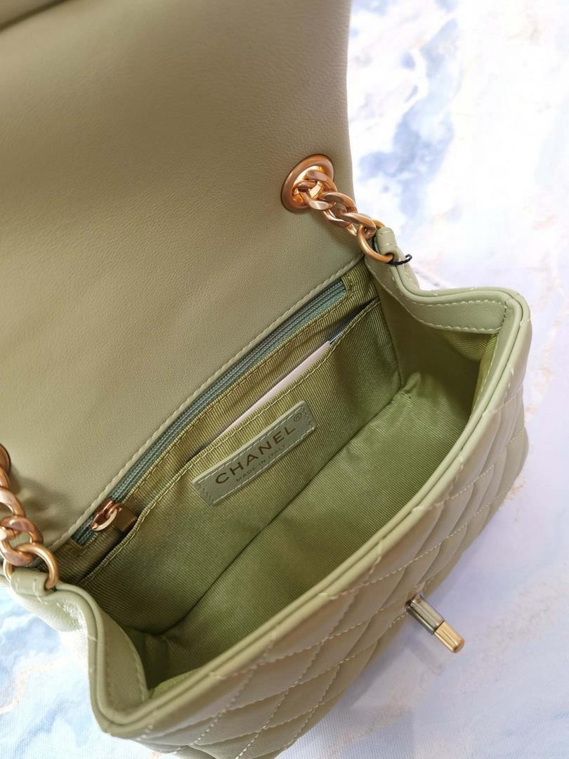 Chanel AS2379 Flap Bag Lambskin Light Green