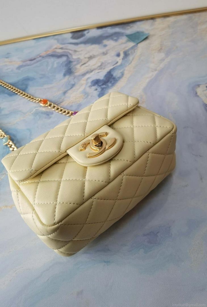 Chanel AS2379 Flap Bag Lambskin Light Yellow