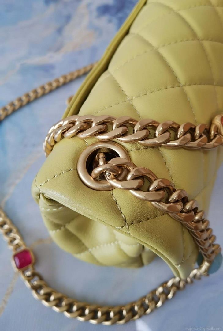 Chanel AS2380 Flap Bag Lambskin Light Yellow