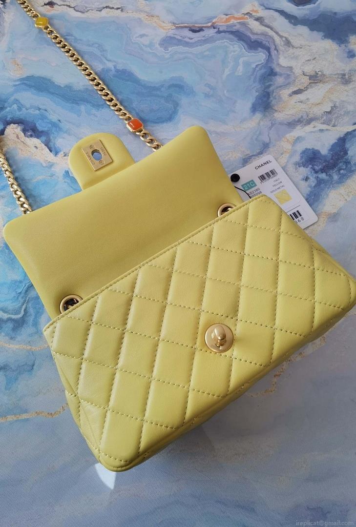 Chanel AS2380 Flap Bag Lambskin Light Yellow