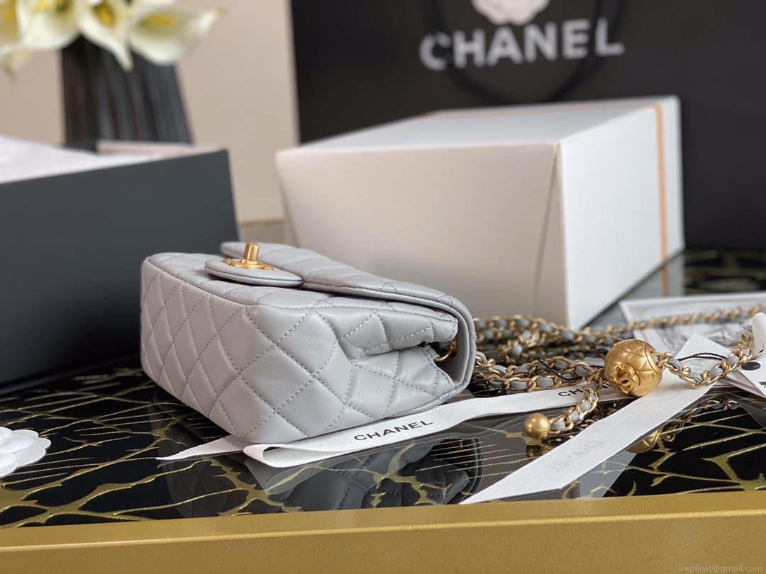 Chanel As1786 Flap Bag NA106 Shoulder Handbag B02916 Lambskin Gray