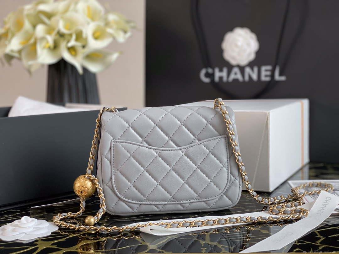 Chanel As1786 Flap Bag NA106 Shoulder Handbag B02916 Lambskin Gray