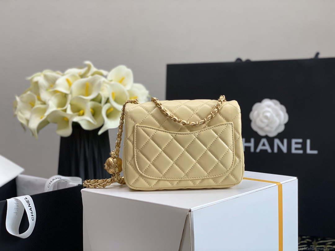 Chanel As1786 Flap Bag NA106 Shoulder Handbag B02916 Lambskin Yellow