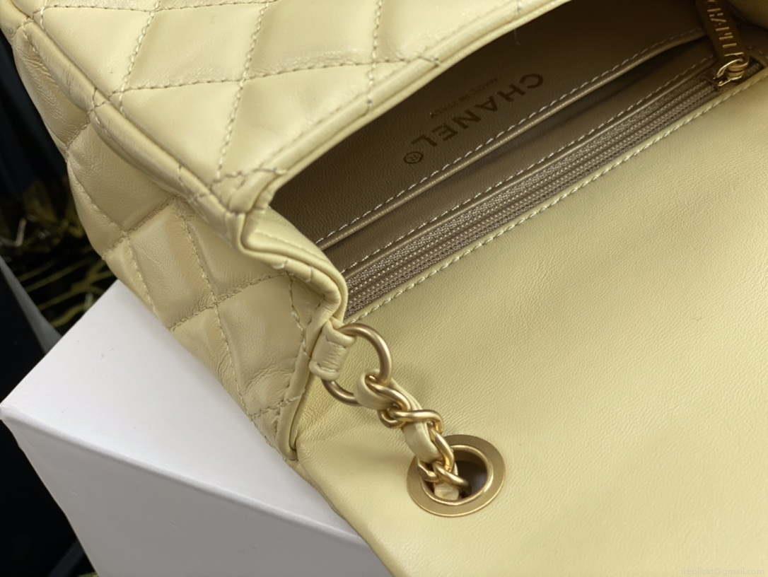 Chanel As1786 Flap Bag NA106 Shoulder Handbag B02916 Lambskin Yellow