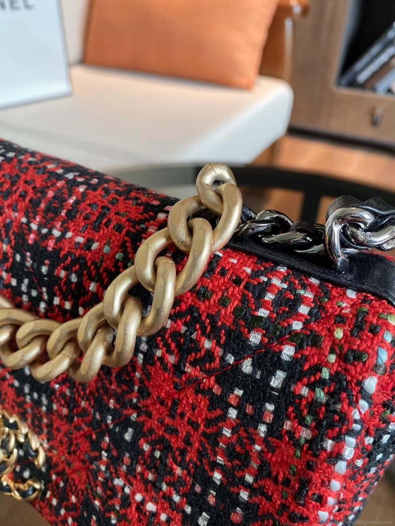 Chanel AS1160 Chanel 19 Flap B02511 Tweed Bag Red