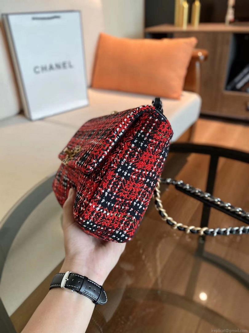 Chanel AS1160 Chanel 19 Flap B02511 Tweed Bag Red