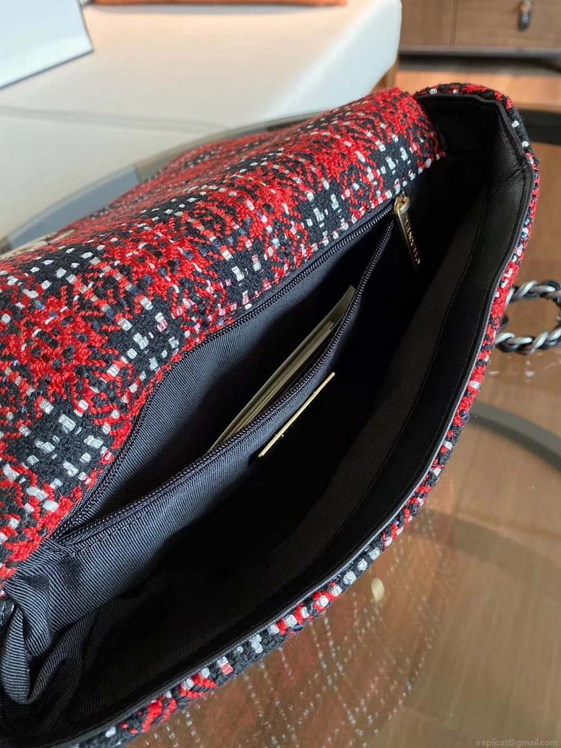 Chanel AS1160 Chanel 19 Flap B02511 Tweed Bag Red