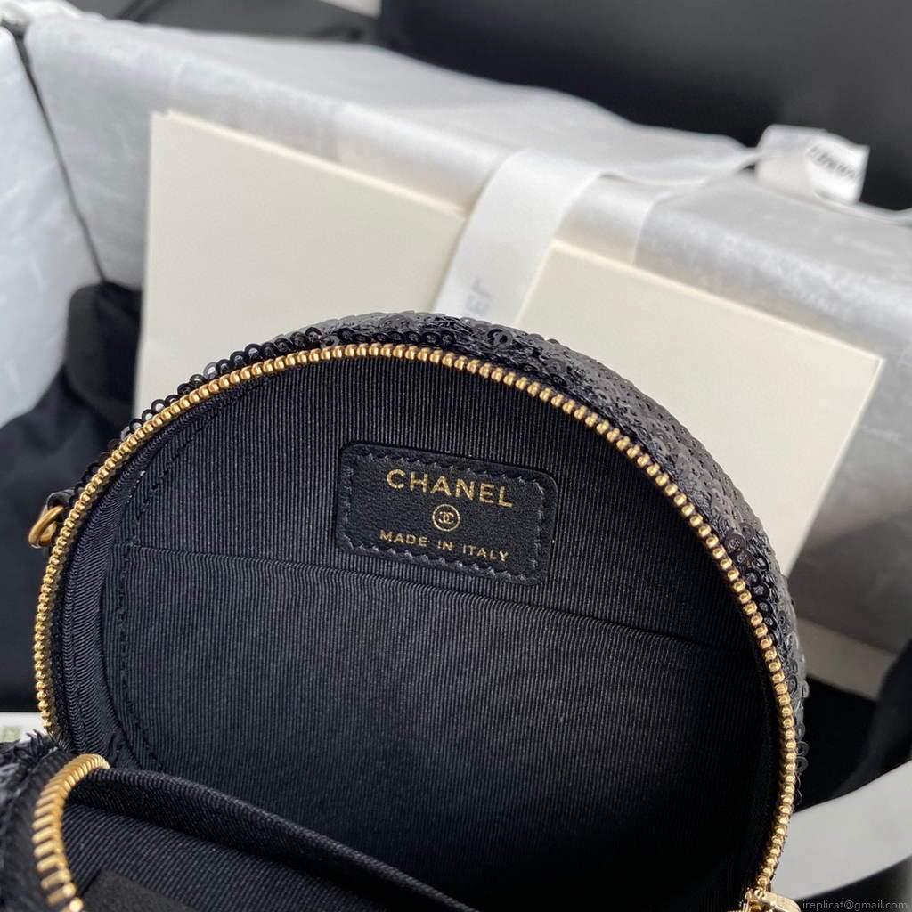 Chanel AP0945 chanel 19 clutch with chain Lambskin Beads Black
