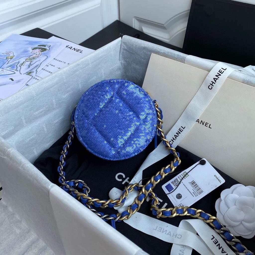 Chanel AP0945 chanel 19 clutch with chain Lambskin Beads Blue