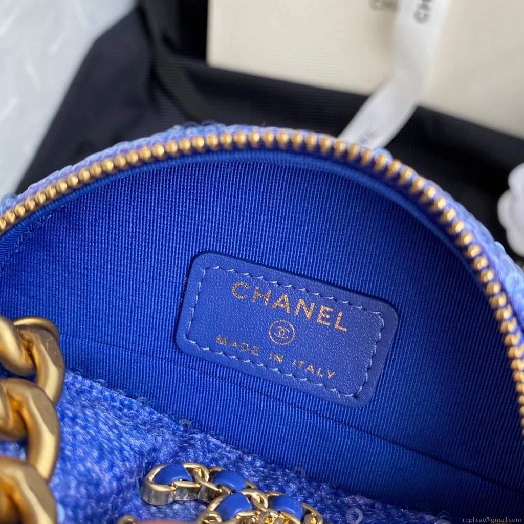 Chanel AP0945 chanel 19 clutch with chain Lambskin Beads Blue