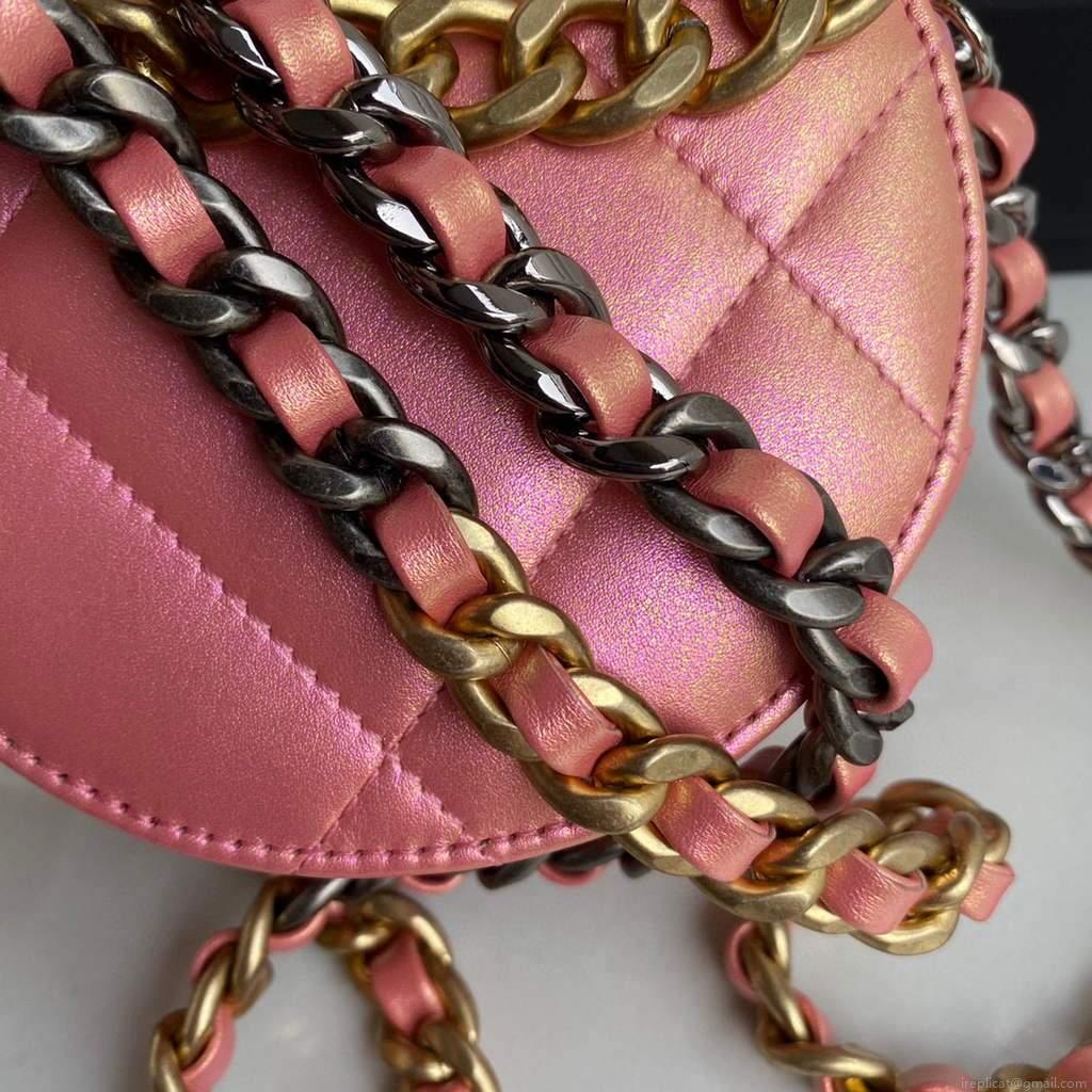 Chanel AP0945 chanel 19 clutch with chain Lambskin Pink
