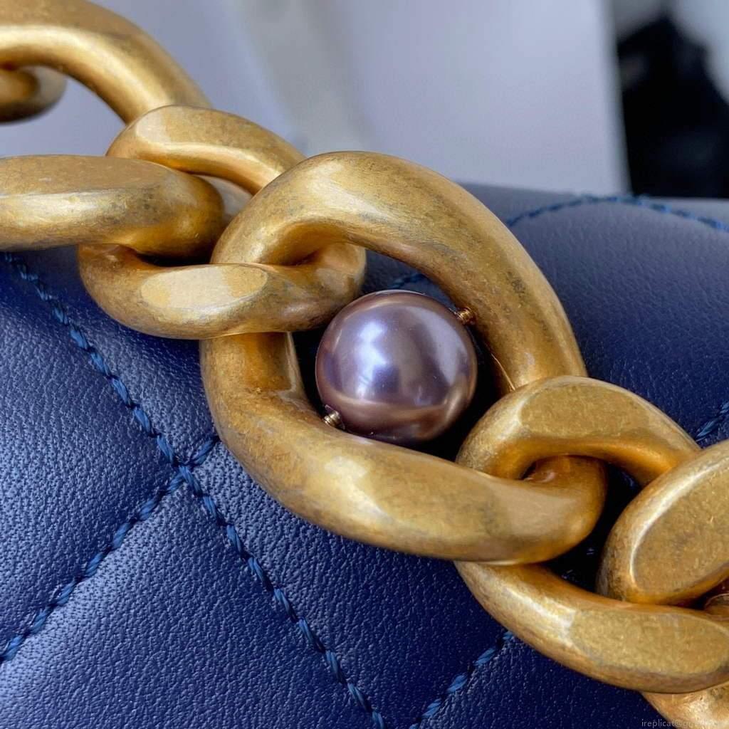 Chanel AS2638 Mini Flap Bag Calfskin Gold Tone Metal Blue